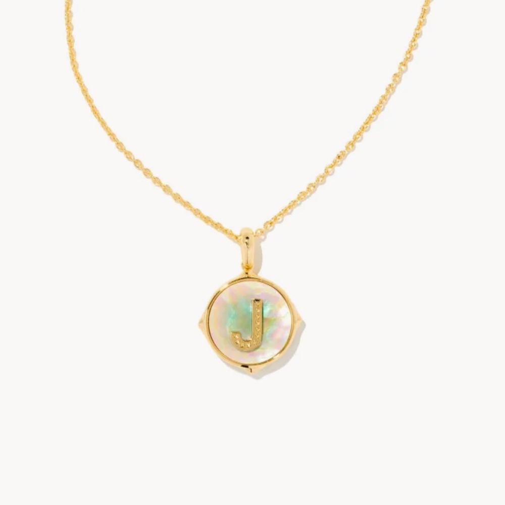 Kendra Scott Gold Necklace with Iridescent Initial Pendant